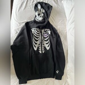 Jerzees Skeleton Zip-up Sweater | Sz. Small | Color: Black | Gently used